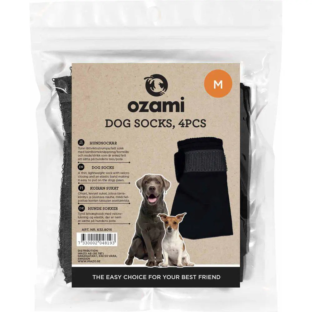 Ozami hundesokker M sort - 4 stk til små hundepoter